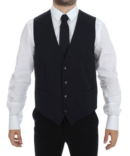 Gilet Dolce & Gabbana gris rayé en laine et soie