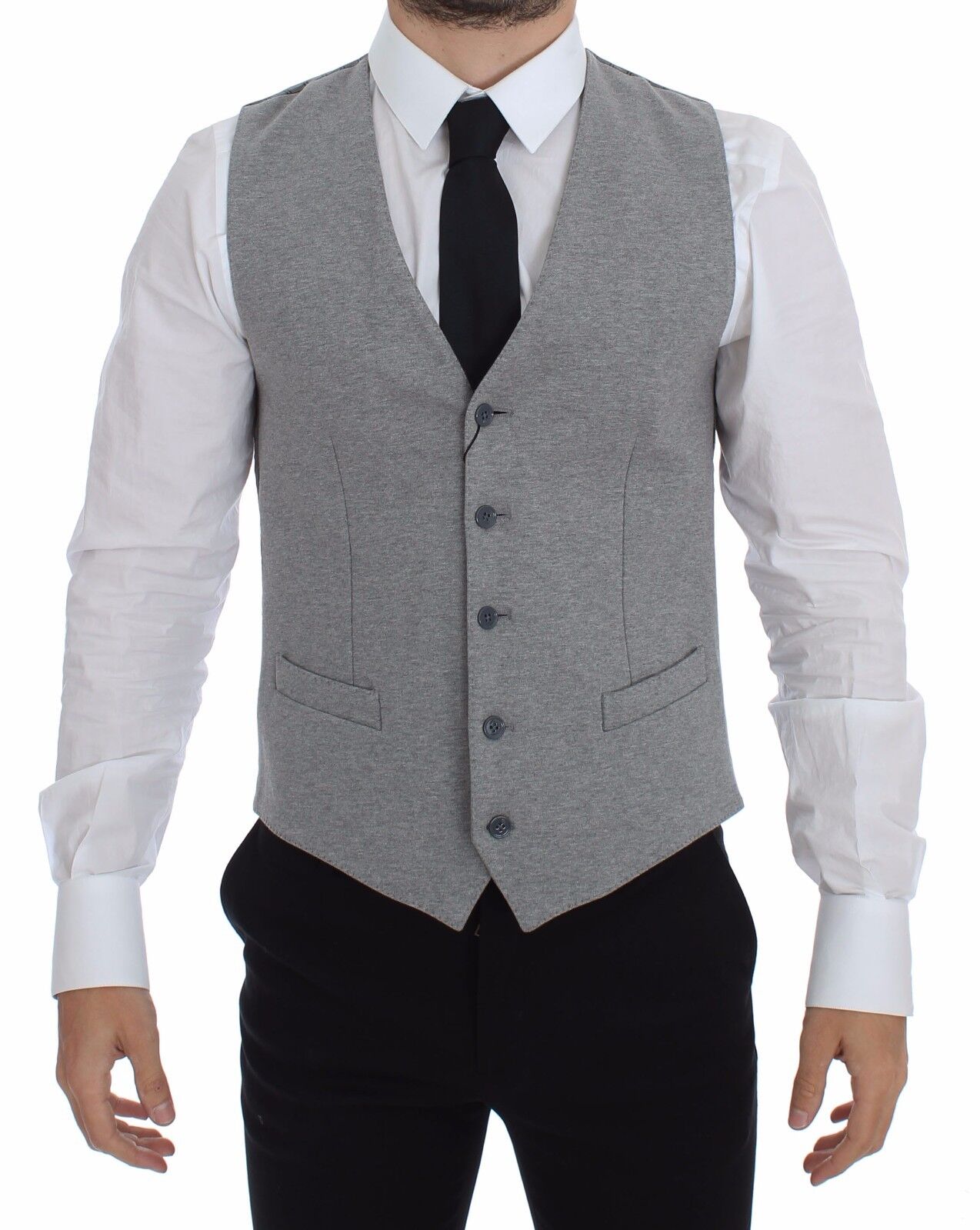 Gilet de costume Dolce & Gabbana gris en coton stretch
