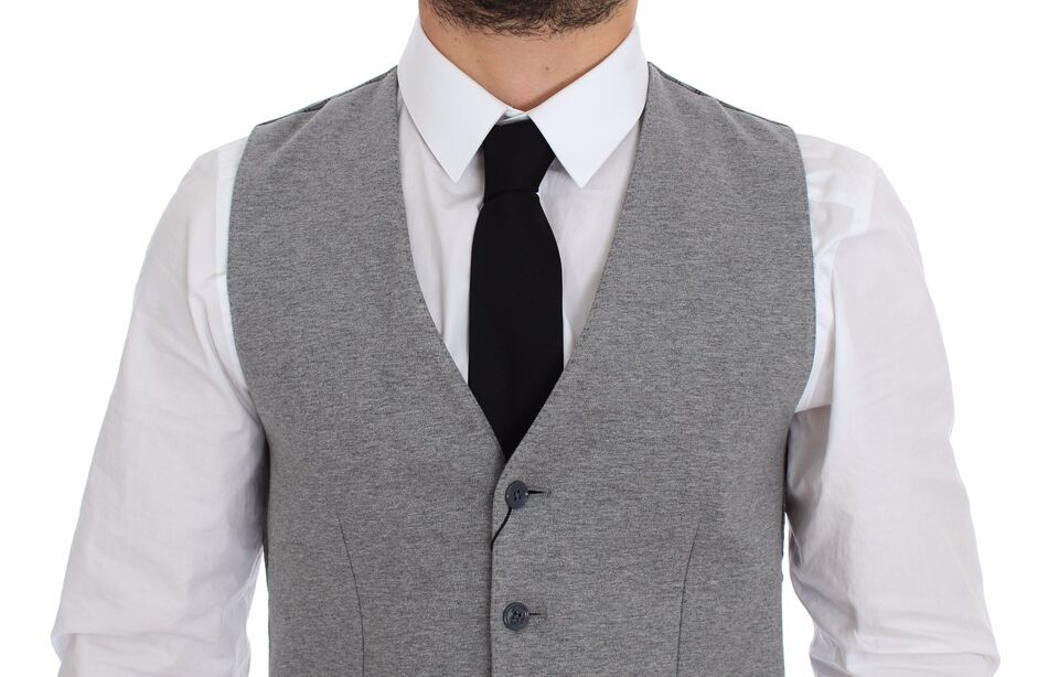 Gilet de costume Dolce & Gabbana gris en coton stretch