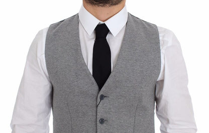 Gilet de costume Dolce & Gabbana gris en coton stretch