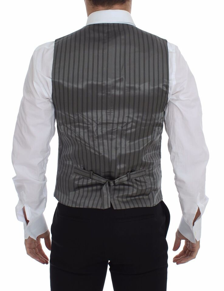 Gilet de costume Dolce & Gabbana gris en coton stretch