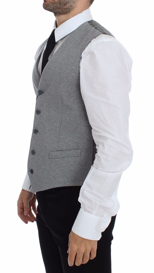 Gilet de costume Dolce & Gabbana gris en coton stretch