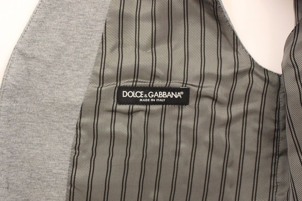 Gilet de costume Dolce & Gabbana gris en coton stretch