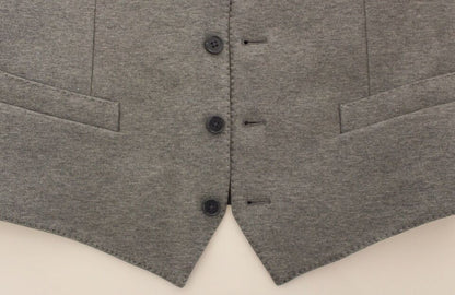 Gilet de costume Dolce & Gabbana gris en coton stretch