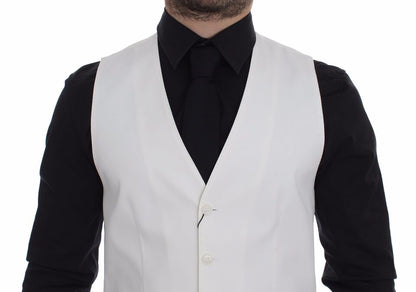 Dolce & Gabbana Blazer Gilet en Coton et Soie Blanc