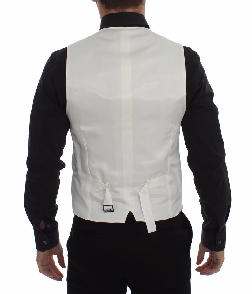 Dolce & Gabbana Blazer Gilet en Coton et Soie Blanc