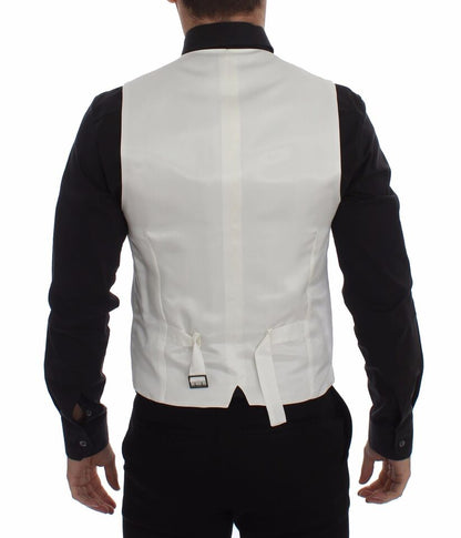 Dolce & Gabbana Blazer Gilet en Coton et Soie Blanc