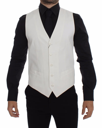 Dolce & Gabbana Blazer Gilet en Coton et Soie Blanc