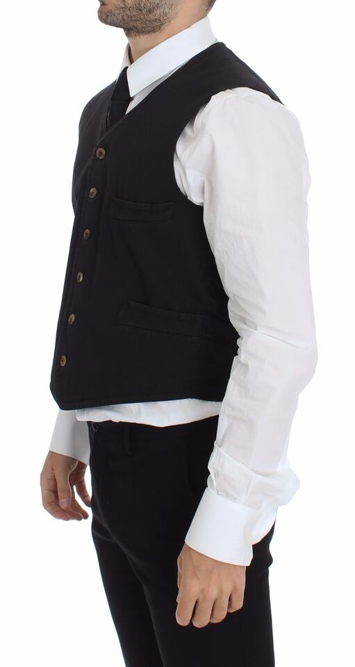 Gilet blazer robe en coton et viscose noir Dolce & Gabbana