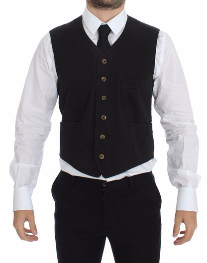 Gilet blazer robe en coton et viscose noir Dolce & Gabbana
