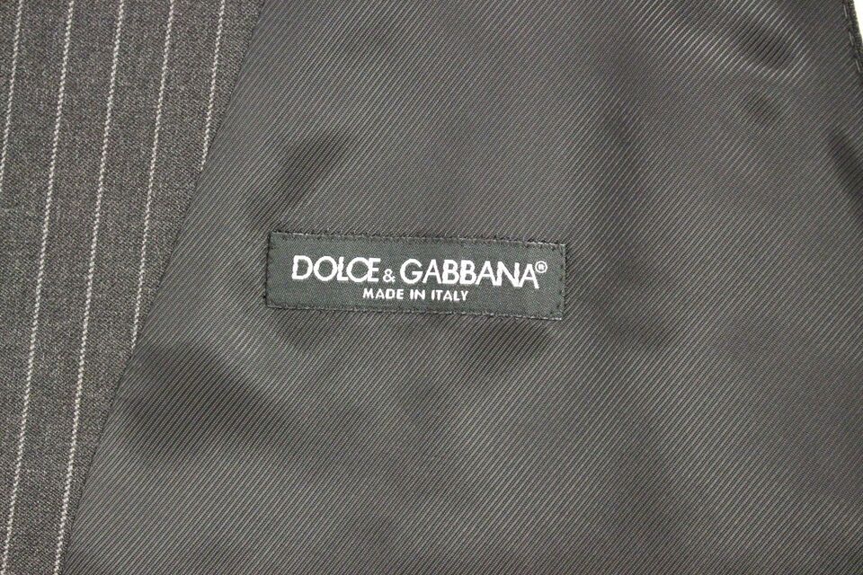 Gilet simple boutonnage Dolce & Gabbana en laine rayée grise