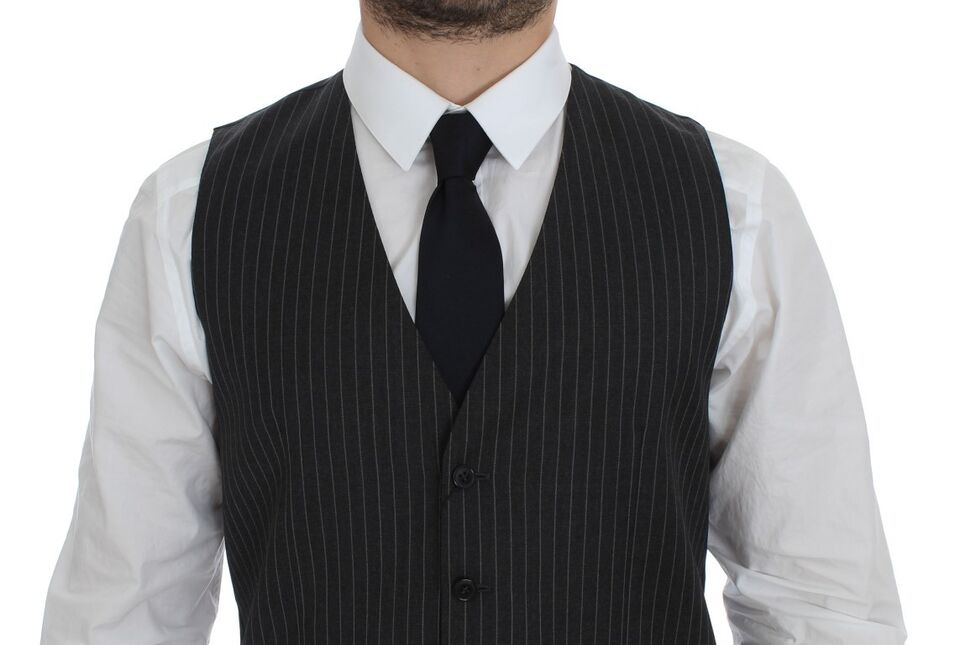 Gilet simple boutonnage Dolce & Gabbana en laine rayée grise