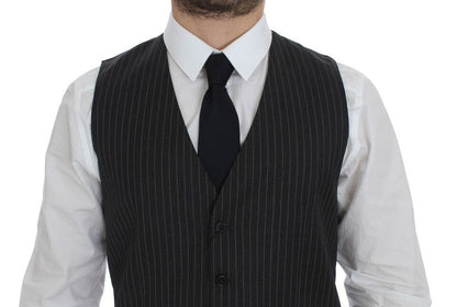 Gilet simple boutonnage Dolce & Gabbana en laine rayée grise