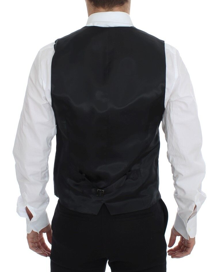 Gilet simple boutonnage Dolce & Gabbana en laine rayée grise
