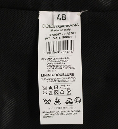 Gilet droit noir en laine rayée Dolce & Gabbana