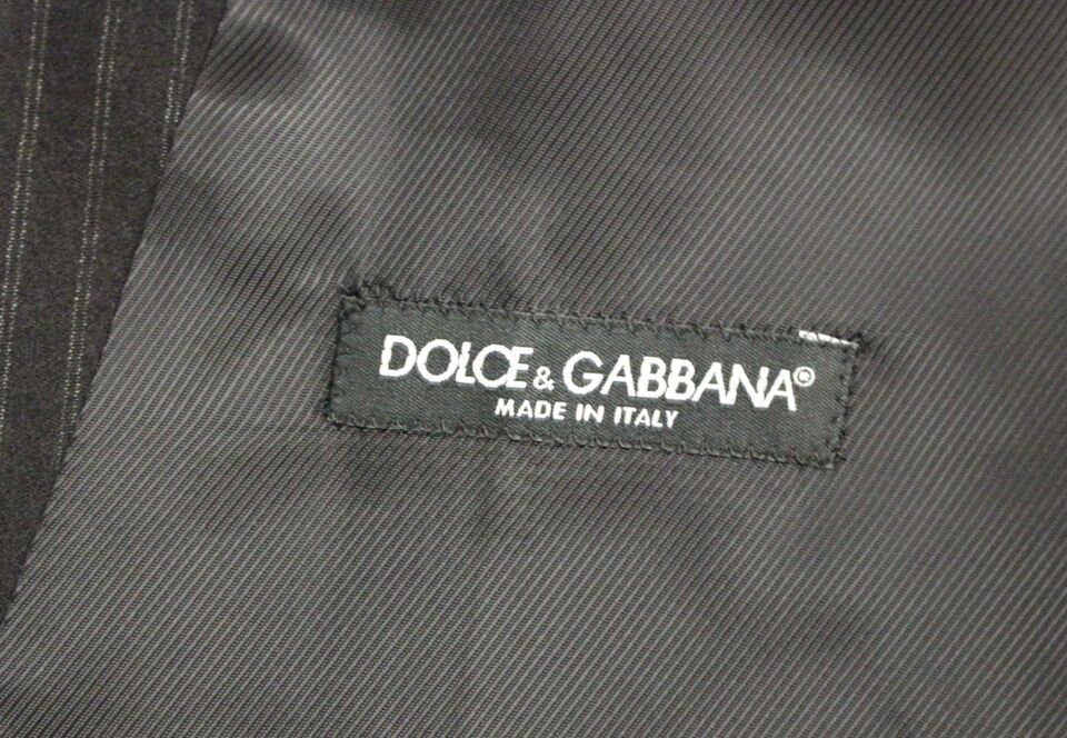 Gilet droit noir en laine rayée Dolce & Gabbana