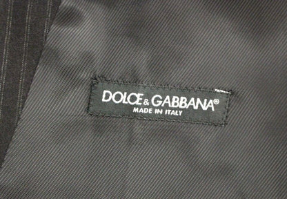 Gilet droit noir en laine rayée Dolce & Gabbana