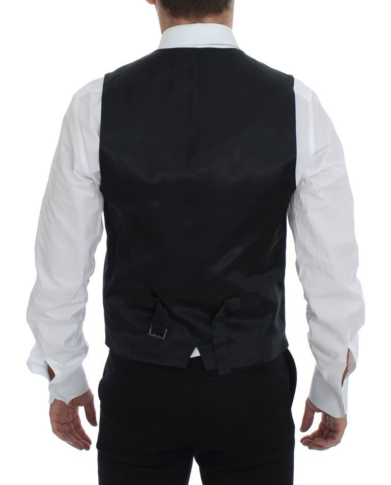 Gilet droit noir en laine rayée Dolce & Gabbana