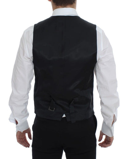 Gilet droit noir en laine rayée Dolce & Gabbana