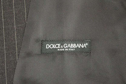 Gilet Dolce & Gabbana gris en laine rayée avec logo