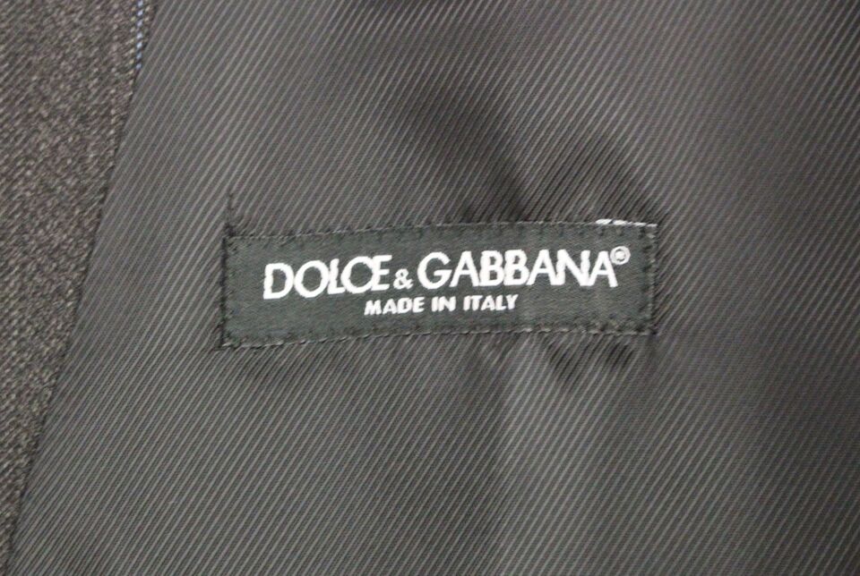 Dolce & Gabbana Gilet en laine grise rayée avec logo