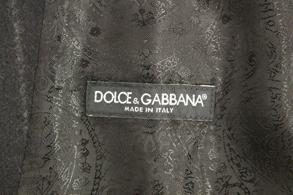 Dolce & Gabbana Gilet sans manches en laine rayée noire avec logo