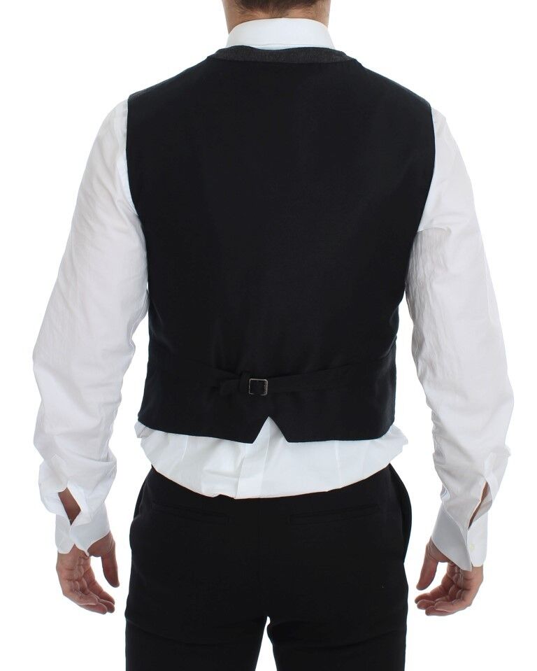 Gilet sans manches en laine mélangée gris Dolce & Gabbana avec logo