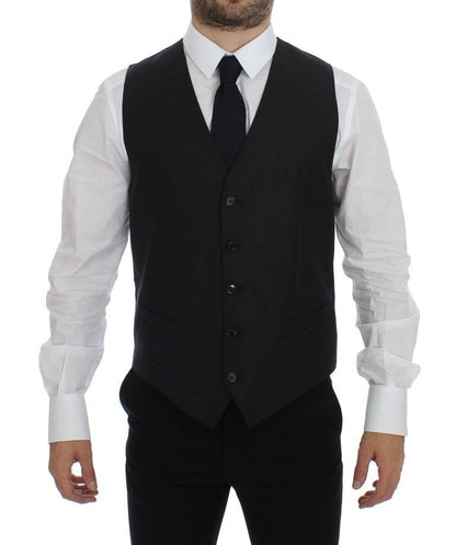 Dolce & Gabbana Gilet gris en laine et soie