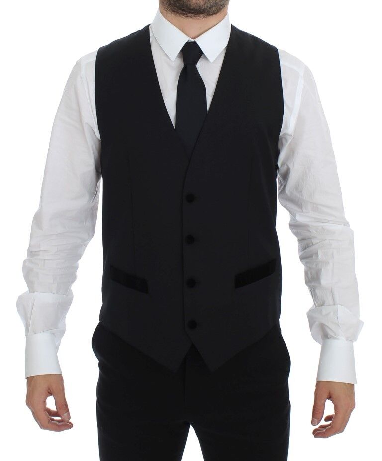 Dolce & Gabbana Gilet de costume formel en laine noire