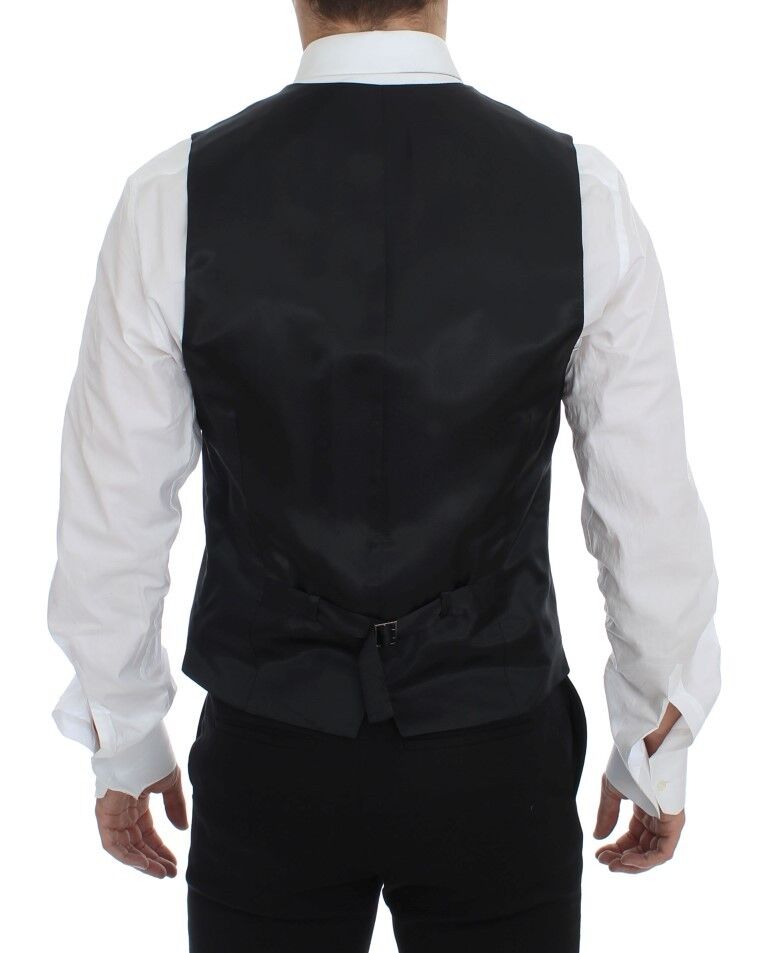 Gilet simple boutonnage Dolce & Gabbana en laine rayée grise
