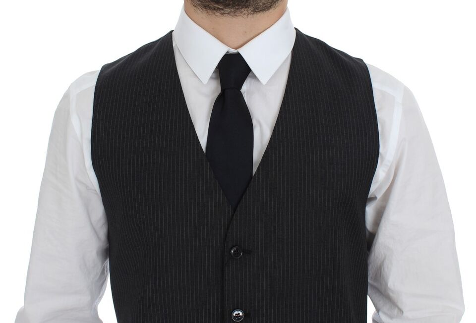 Gilet simple boutonnage Dolce & Gabbana en laine rayée grise