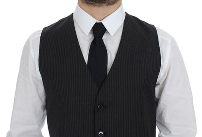 Gilet simple boutonnage Dolce & Gabbana en laine rayée grise