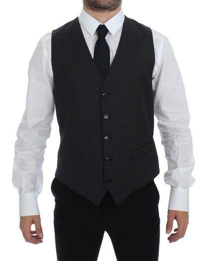 Gilet simple boutonnage Dolce & Gabbana en laine rayée grise