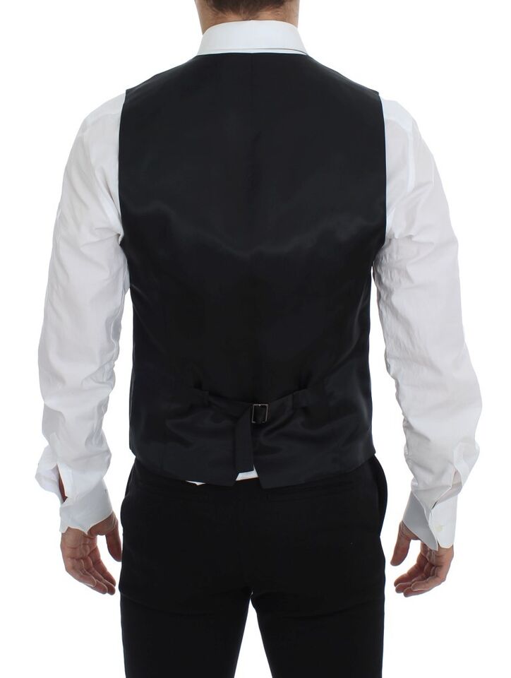 Gilet droit en laine rayée noire Dolce & Gabbana