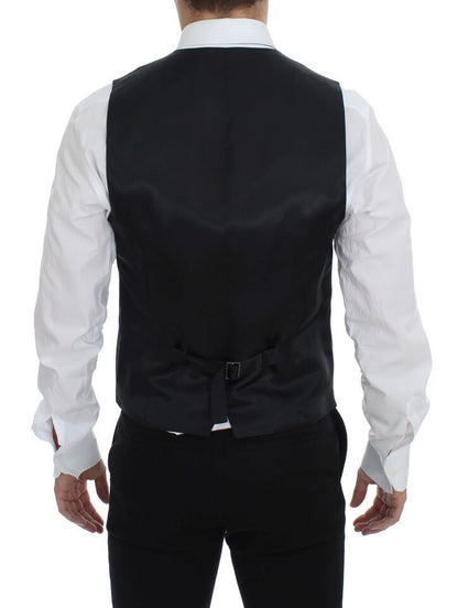 Gilet droit en laine rayée noire Dolce & Gabbana