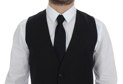 Gilet droit en laine rayée noire Dolce & Gabbana
