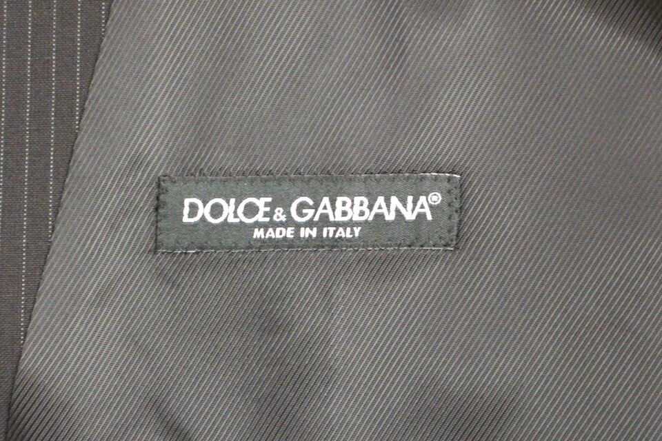Gilet droit en laine rayée noire Dolce & Gabbana