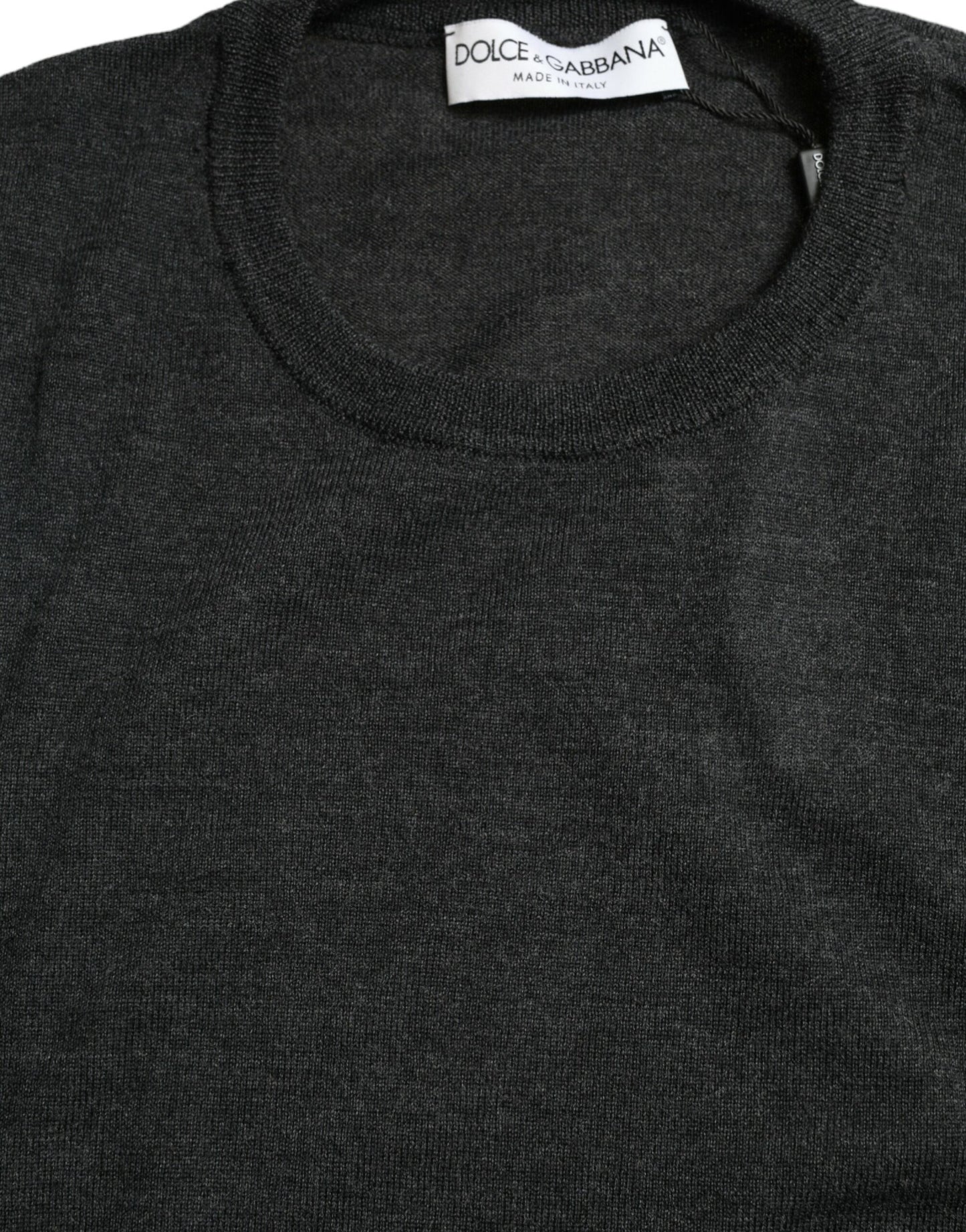Suéter de lana gris con cuello redondo Dolce & Gabbana