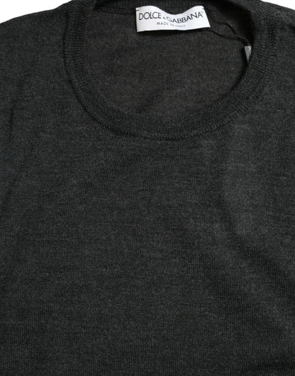 Suéter de lana gris con cuello redondo Dolce & Gabbana