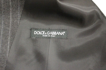 Gilet Dolce & Gabbana gris en laine rayée avec logo