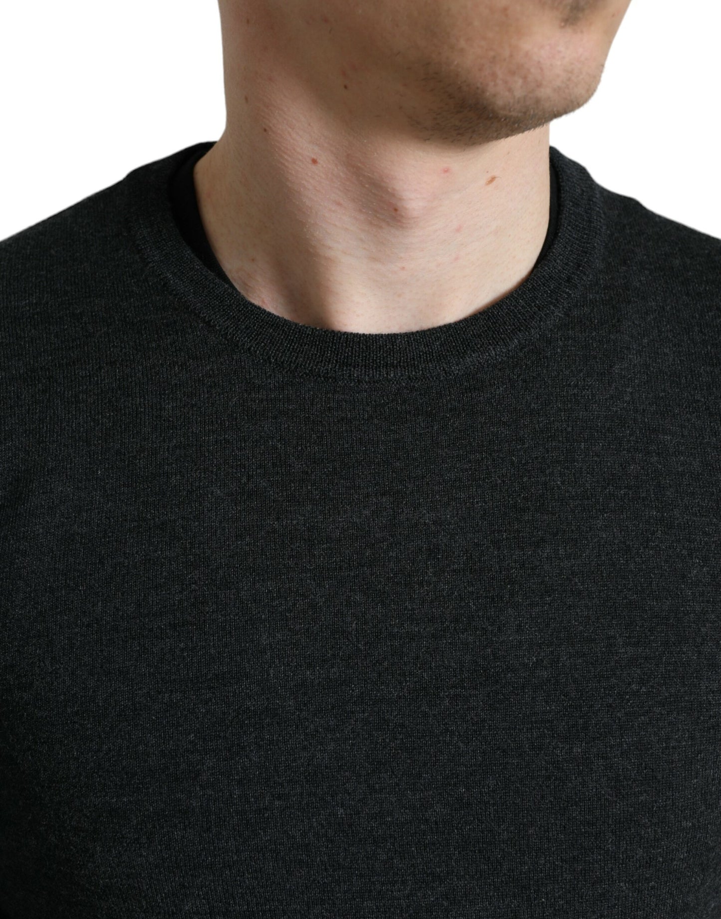 Suéter de lana gris con cuello redondo Dolce & Gabbana