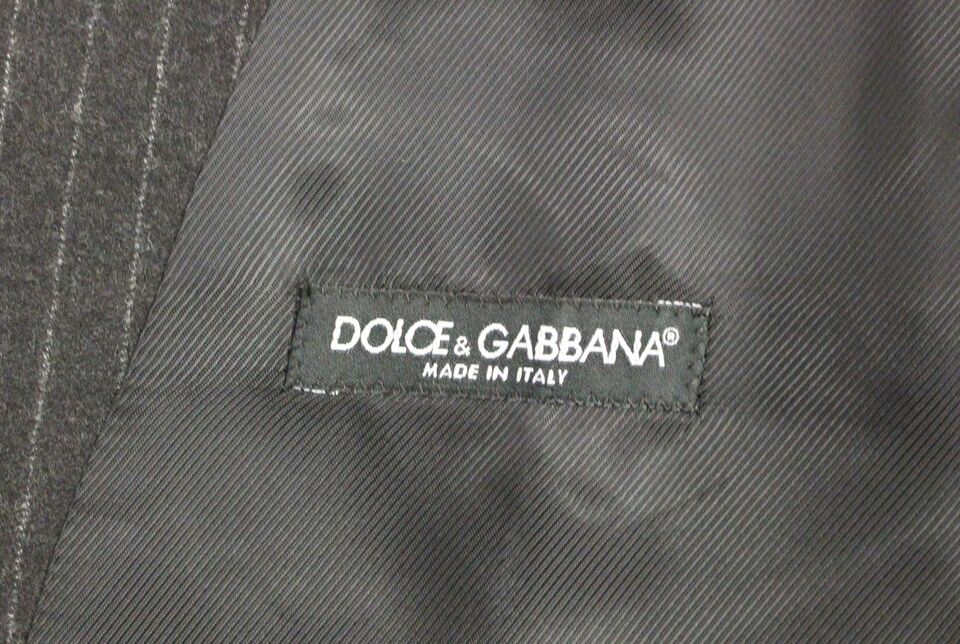 Gilet en laine rayé gris à logo Dolce & Gabbana
