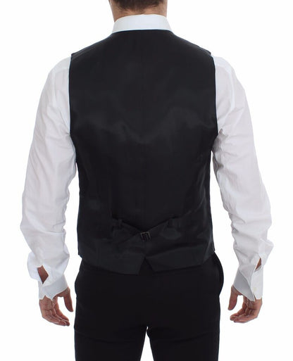Gilet en laine rayé gris à logo Dolce & Gabbana