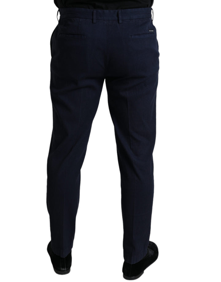 Pantalon de costume ajusté Dolce & Gabbana en coton stretch bleu foncé