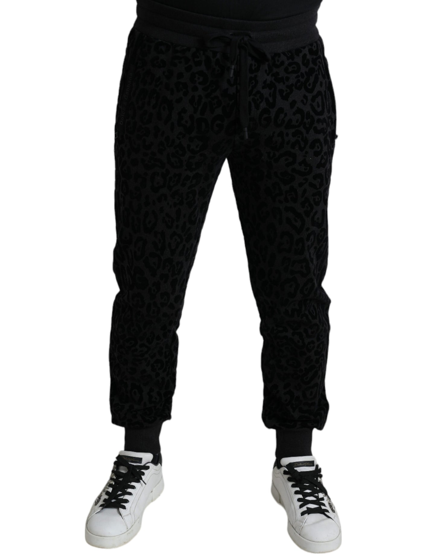 Pantalon de jogging ajusté Dolce & Gabbana en coton léopard noir