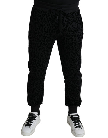 Pantalon de jogging ajusté Dolce & Gabbana en coton léopard noir