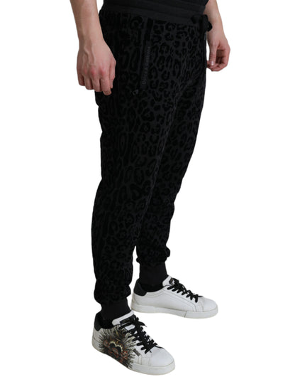 Pantalon de jogging ajusté Dolce & Gabbana en coton léopard noir