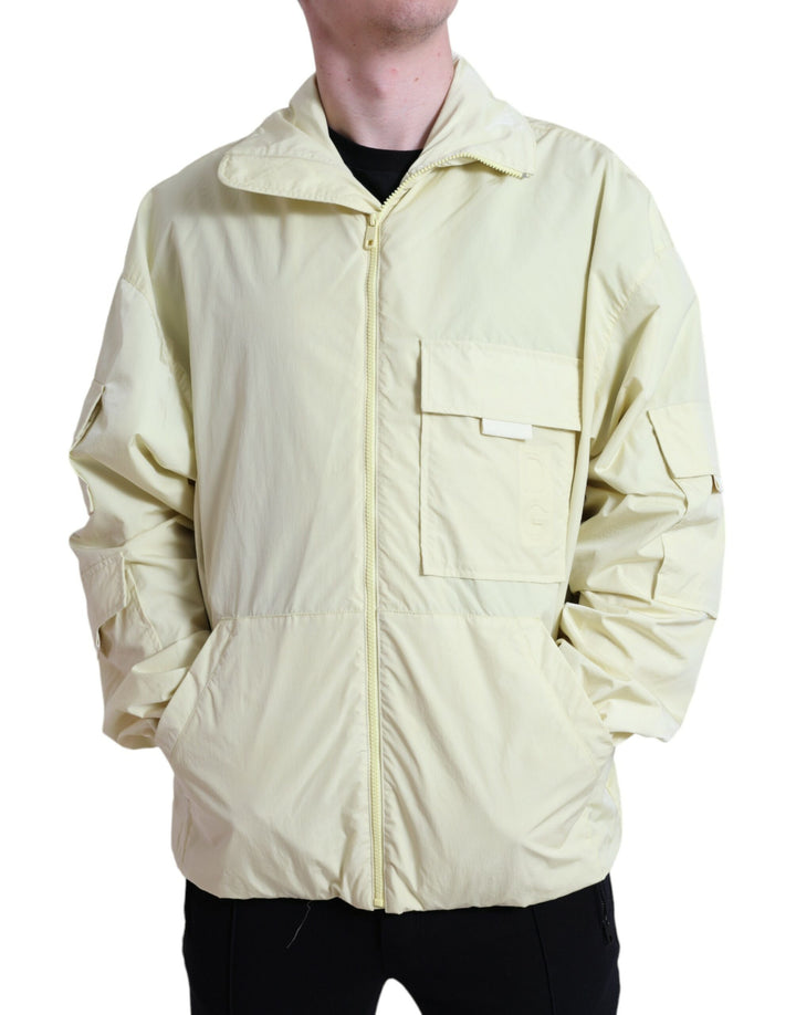 Dolce & Gabbana Parka Jaune en Nylon avec Col et Fermeture Éclair Intégrale