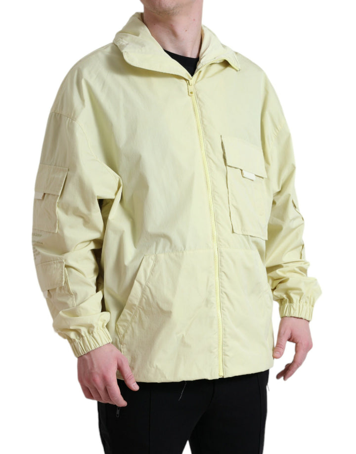 Dolce & Gabbana Parka Jaune en Nylon avec Col et Fermeture Éclair Intégrale