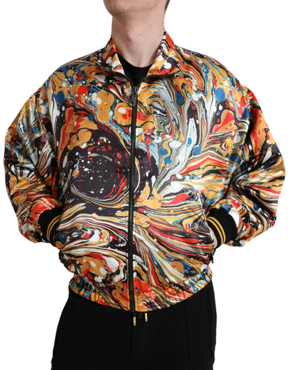 Chaqueta Bomber de Poliéster Abstracta Multicolor Dolce & Gabbana